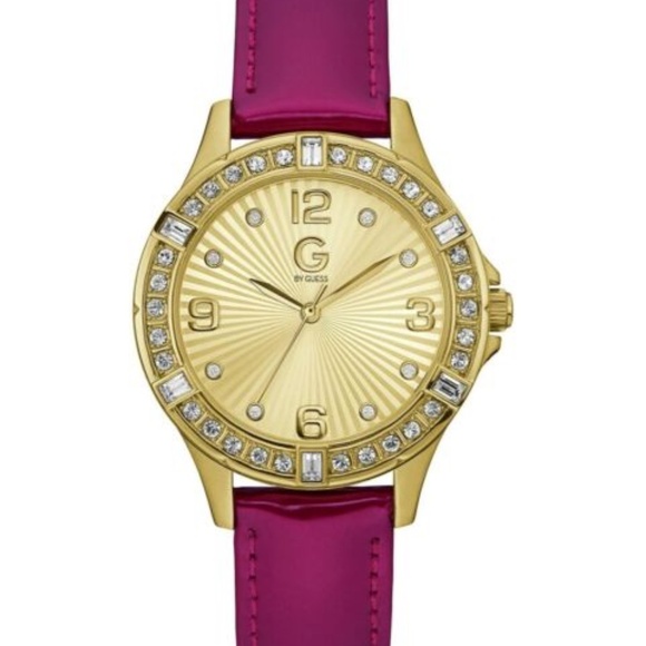 New G by GUESS Crystal/Wine Patent Leather Watch - Picture 2 of 8